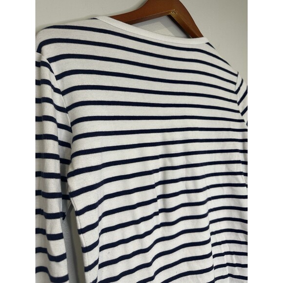 GAP Women's Modern Tee Crewneck Long Sleeved Striped Shirt - White/black Medium - Picture 9 of 10